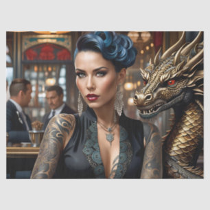 Papel De Seda Elegante Señora Jefe Con Tatuaje Y Decoración Drag