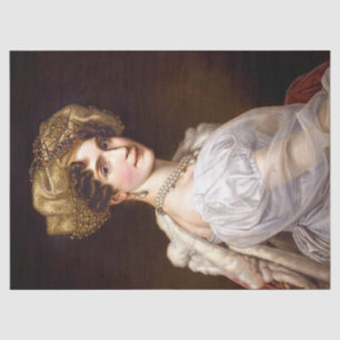 Papel De Seda Elegante Señora Vintage En La Decoración De Perlas