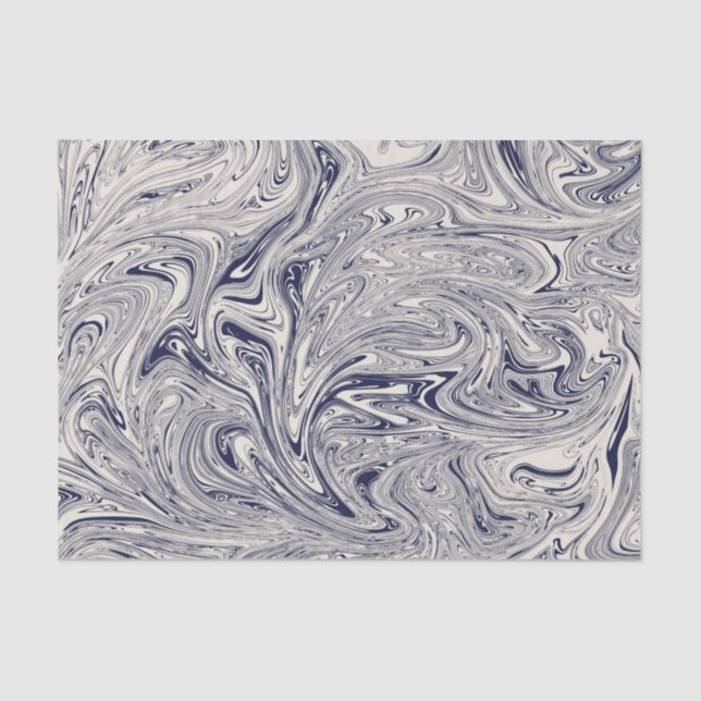 Papel De Seda Elegante Swift De Mármol Azul Y Blanco (Anverso)