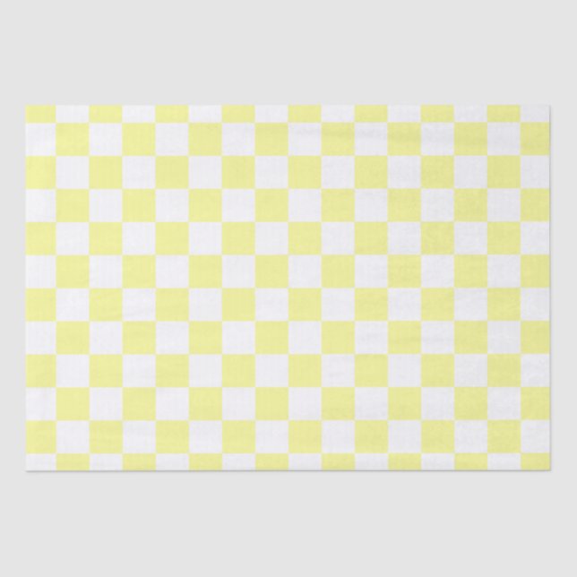 Papel De Seda Elegante tablero de ajedrez blanco y amarillo (Anverso)