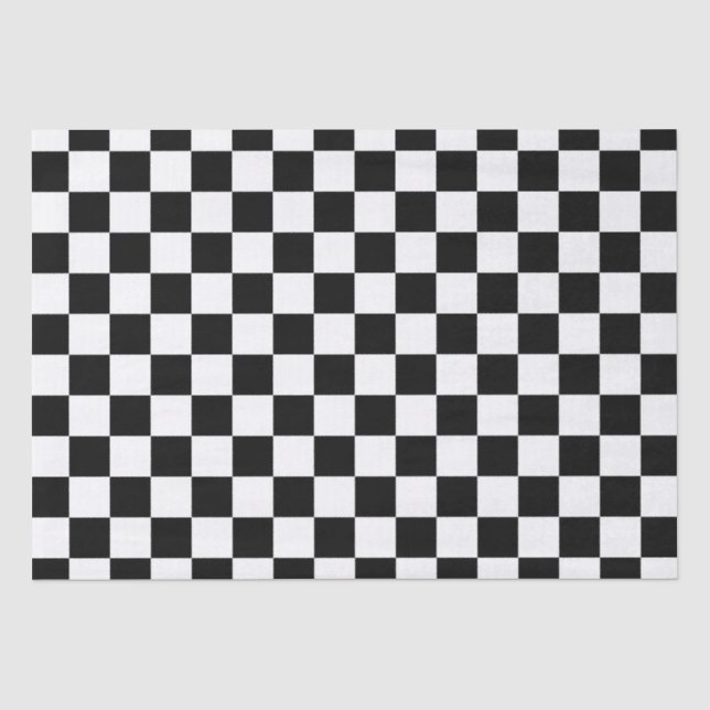 Papel De Seda Elegante tablero de ajedrez en blanco y negro (Anverso)