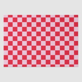Papel De Seda Elegante tablero de ajedrez rojo y rosa