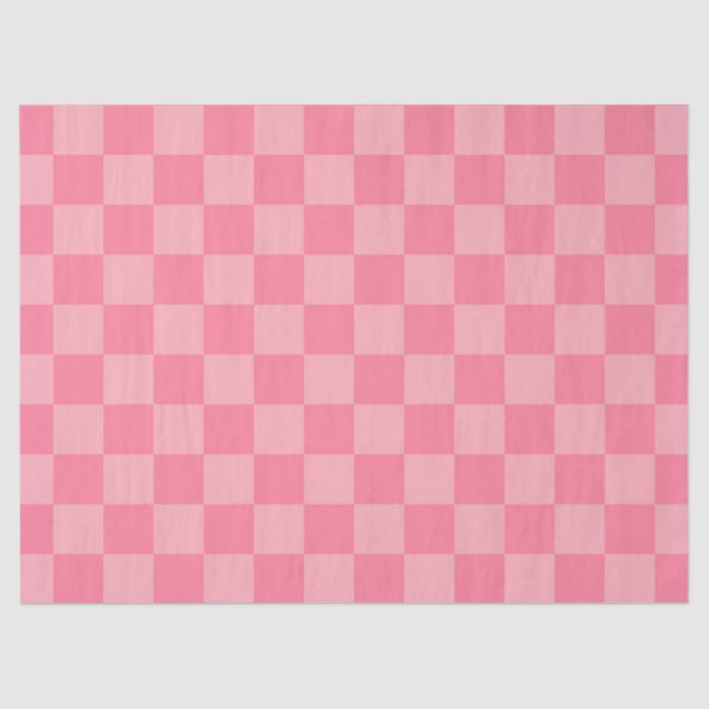 Papel De Seda Elegante tablero de ajedrez rosa (Anverso)