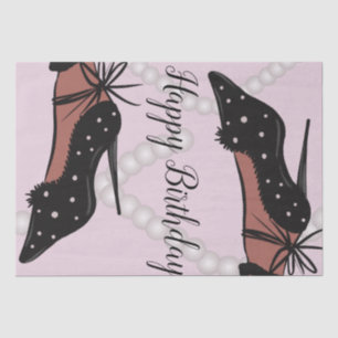Papel De Seda Elegante Tacón Belleza Fashionista Cumpleaños Rosa
