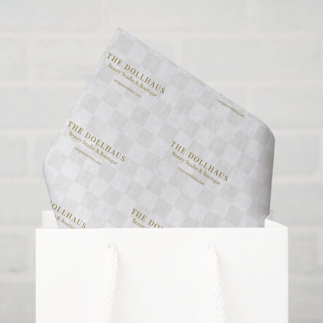 Papel De Seda Elegante Tan Checkered Background Nombre comercial (Bolsa de regalo)