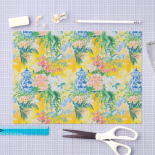 Papel De Seda Elegante tarro de jengibre y patrón de flores 