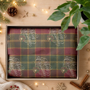 Papel De Seda Elegante Tartán de Navidad en Cuadros