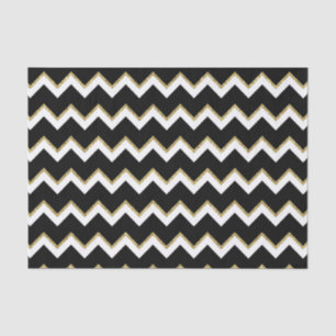 Papel De Seda elegante tejido de chevetón de oro blanco negro
