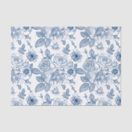 Papel De Seda Elegante tejido fiesta Vintage azul floral blanco