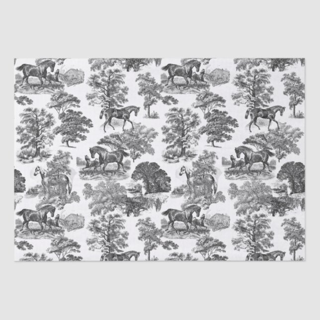 Papel De Seda Elegante tela de caballos Rústicos Blancos (Anverso)