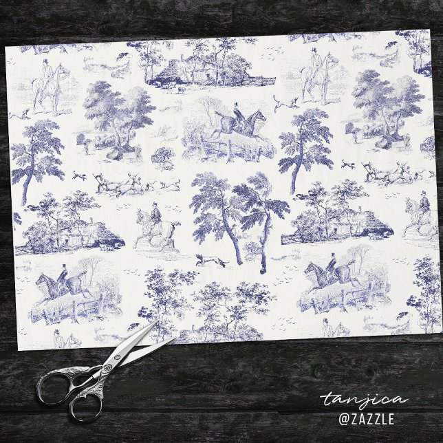 Papel De Seda Elegante tela de caza de caballos azul francés vin (Subido por el creador)