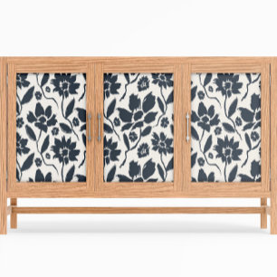 Papel De Seda Elegante tela de crema floral azul oscuro