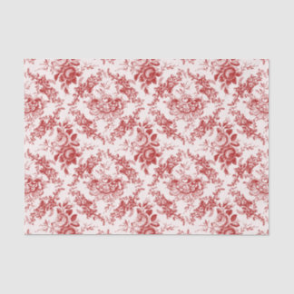Papel De Seda Elegante tela floral roja y blanca grabada