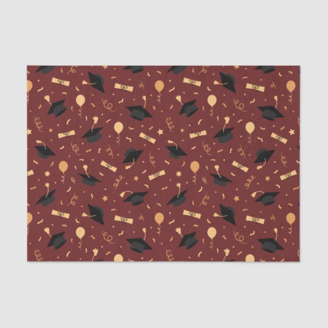 Papel De Seda Elegante tema de graduación escolar Borgoña  (Anverso)