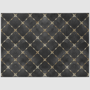 Papel De Seda Elegante terciopelo negro falso plaid oro lujo