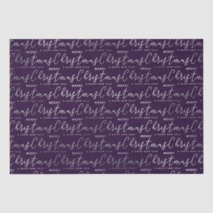Papel De Seda Elegante texto de Feliz Navidad en morado y plata