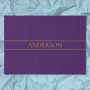 Papel De Seda Elegante Texto Personalizable   Oro & Púrpura Prof