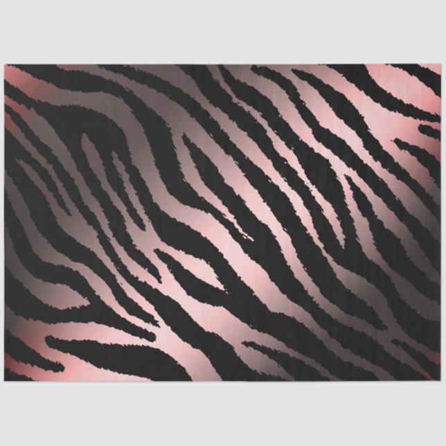 Papel De Seda Elegante tigre rosado plateado (Anverso)