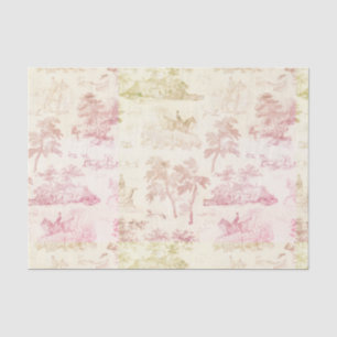 Papel De Seda Elegante Toile de Caza de Caballo Rosa Suave Vinta