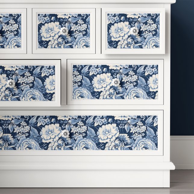 Papel De Seda Elegante Toile Francés De Jouy Blue Floral Decoupa (Subido por el creador)