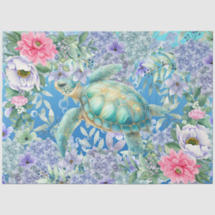 Papel De Seda Elegante Tortuga Marina Acuarela Pastel Decoupage