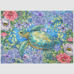 Papel De Seda Elegante Tortuga Marina Decoupage Acuarela Pastel