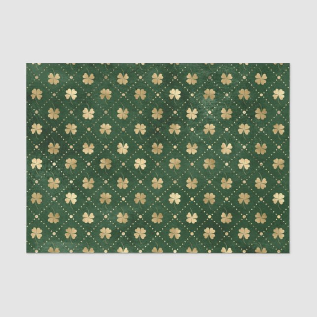 Papel De Seda Elegante trébol de oro verde (Anverso)