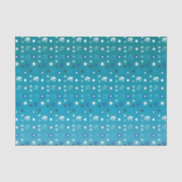 Papel De Seda Elegante turquesa y blanco, estrellas y copos de n