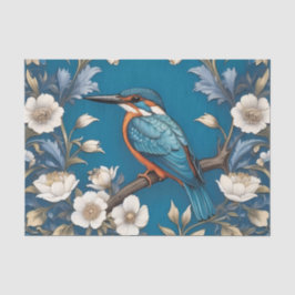Papel De Seda Elegante Turquoise Kingfisher Bird Floral