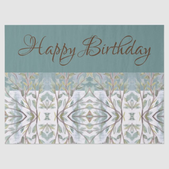 Papel De Seda Elegante Verde azulado y marrón (Anverso)