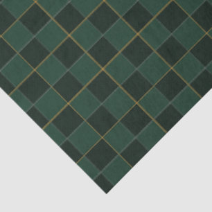 Papel De Seda Elegante Verde Y Dorado A Cuadros