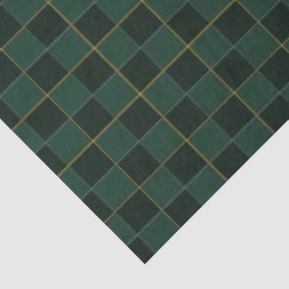 Papel De Seda Elegante Verde Y Dorado A Cuadros