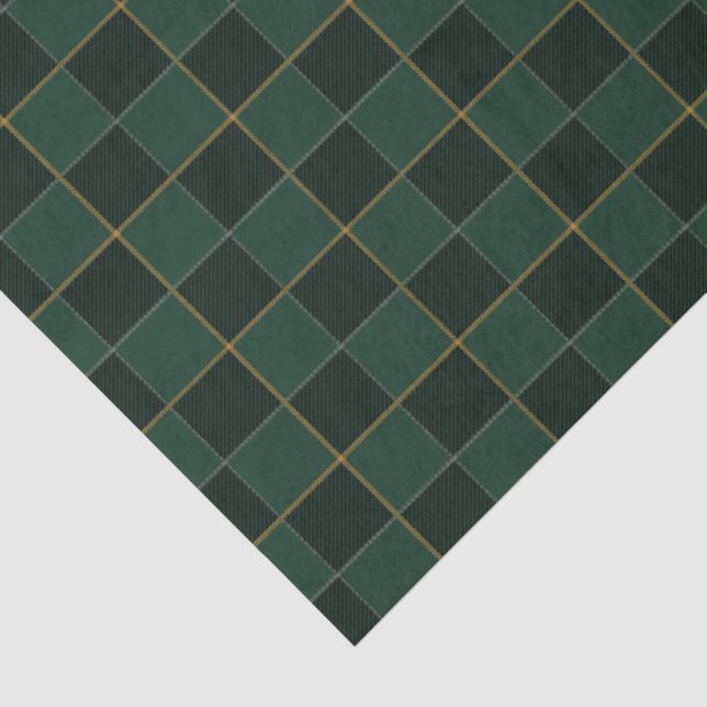Papel De Seda Elegante Verde Y Dorado A Cuadros (Detalle)