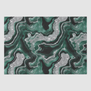 Papel De Seda Elegante Verde y Plata Brillo Cumpleaños de Ágata
