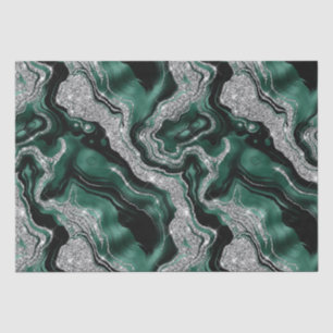 Papel De Seda Elegante Verde y Plata Brillo Cumpleaños de Ágata
