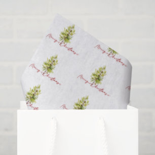 Papel De Seda Elegante Verdor Botánico Feliz Navidad