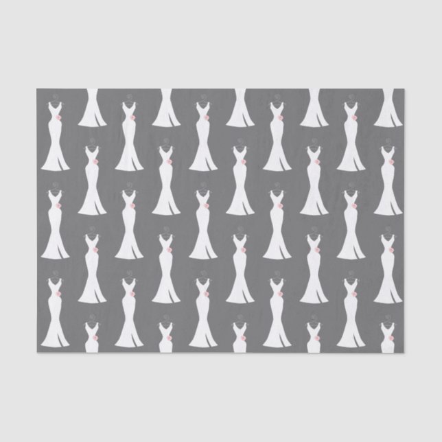 Papel De Seda Elegante vestido blanco sobre gris - Patrón elegan (Anverso)