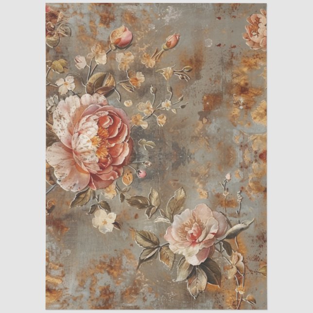 Papel De Seda Elegante victoriano rústico floral decoupage  (Anverso)