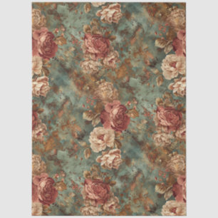 Papel De Seda Elegante Victoriano Rústico Floral Decoupage Antig