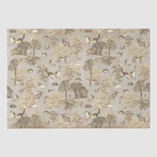 Papel De Seda Elegante Viejo Beige Fox Woodland Toile Kraft
