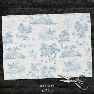 Papel De Seda Elegante Viejo Dusty Blue Horse Huning Toile