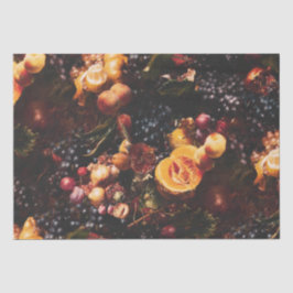 Papel De Seda Elegante Vintage Dark Moody Fruta de Arte Holandés