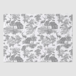 Papel De Seda Elegante Vintage Deer Woodland Gray Country Toile