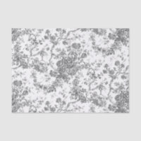 Elegante Vintage Francés Grabado Floral Toile-Gris