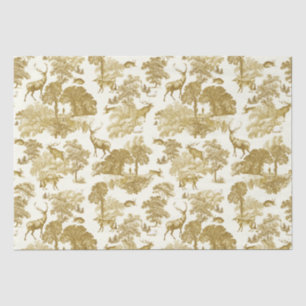 Papel De Seda Elegante Vintage Gold Deer Fox Hare Country Toile