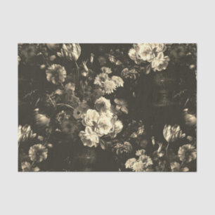 Papel De Seda Elegante Vintage oscuro Moody Beige Floral