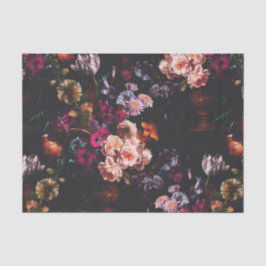 Papel De Seda Elegante Vintage oscuro Moody Burgundy Floral