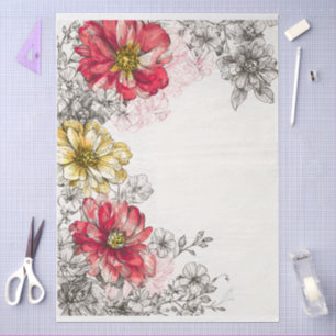 Papel De Seda Elegante Vintage Pastel Core Floral