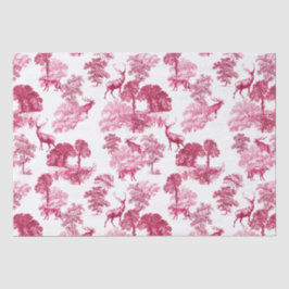 Papel De Seda Elegante Vintage Pink Fox Toile Woodland