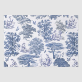Papel De Seda Elegante Vintage Rustic Blue Country Toile